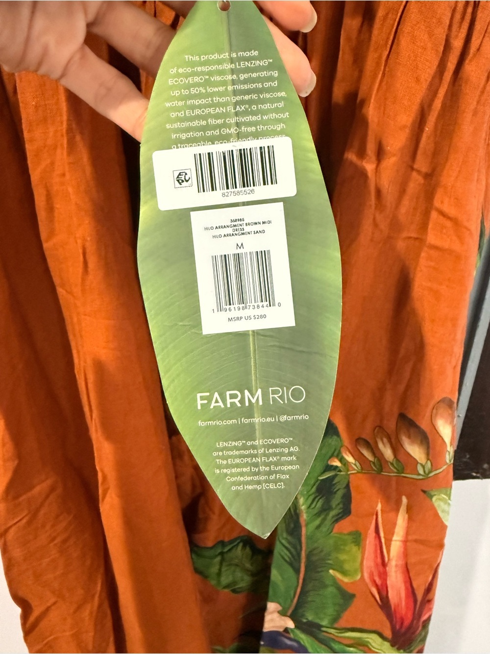 FARM Rio Rust Floral Square-Neck Midi Dress - Picture 8 of 9